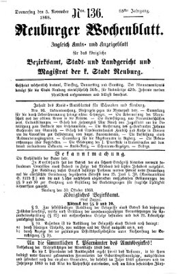 Neuburger Wochenblatt Donnerstag 5. November 1868