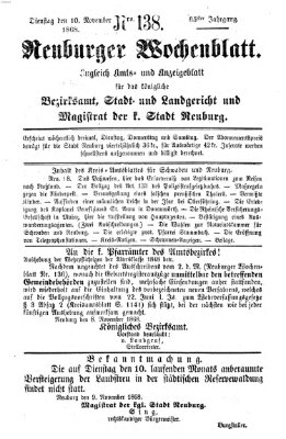 Neuburger Wochenblatt Dienstag 10. November 1868