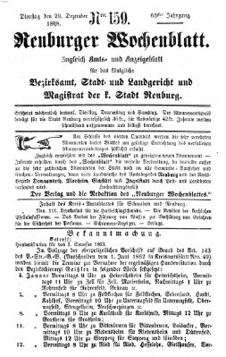 Neuburger Wochenblatt Dienstag 29. Dezember 1868