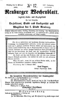 Neuburger Wochenblatt Dienstag 9. Februar 1869