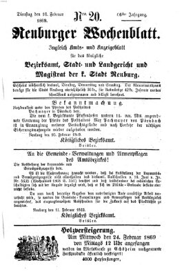 Neuburger Wochenblatt Dienstag 16. Februar 1869