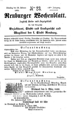 Neuburger Wochenblatt Dienstag 23. Februar 1869