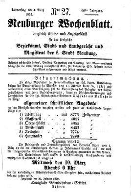 Neuburger Wochenblatt Donnerstag 4. März 1869