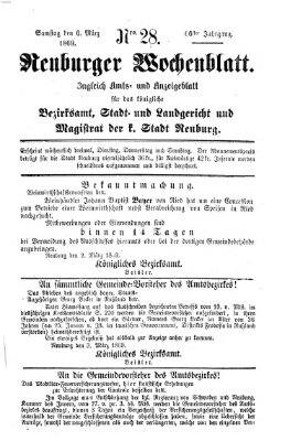 Neuburger Wochenblatt Samstag 6. März 1869