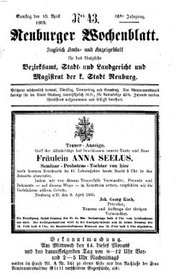 Neuburger Wochenblatt Freitag 10. April 1868