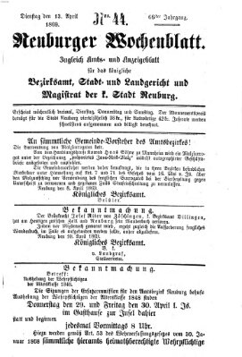 Neuburger Wochenblatt Dienstag 13. April 1869