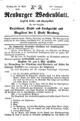 Neuburger Wochenblatt Dienstag 27. April 1869