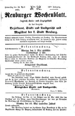 Neuburger Wochenblatt Donnerstag 29. April 1869