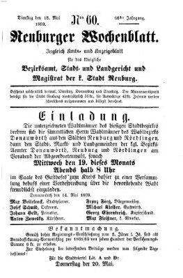 Neuburger Wochenblatt Dienstag 18. Mai 1869