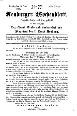 Neuburger Wochenblatt Samstag 26. Juni 1869