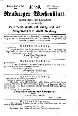 Neuburger Wochenblatt Samstag 24. Juli 1869