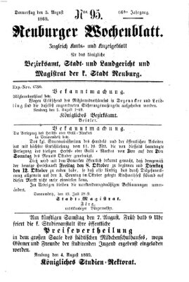 Neuburger Wochenblatt Donnerstag 5. August 1869