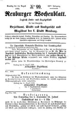 Neuburger Wochenblatt Samstag 14. August 1869