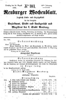 Neuburger Wochenblatt Dienstag 24. August 1869