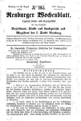 Neuburger Wochenblatt Samstag 28. August 1869