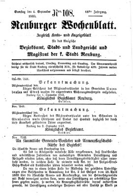 Neuburger Wochenblatt Samstag 4. September 1869