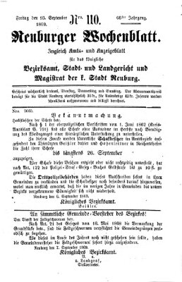 Neuburger Wochenblatt Freitag 10. September 1869