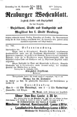 Neuburger Wochenblatt Donnerstag 16. September 1869