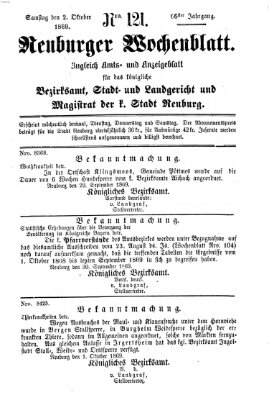 Neuburger Wochenblatt Samstag 2. Oktober 1869