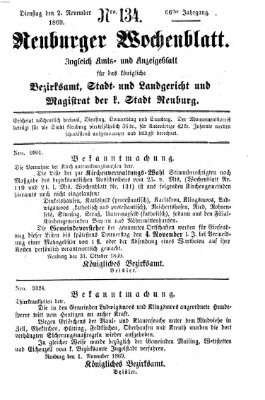 Neuburger Wochenblatt Dienstag 2. November 1869