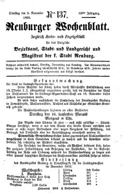 Neuburger Wochenblatt Dienstag 9. November 1869