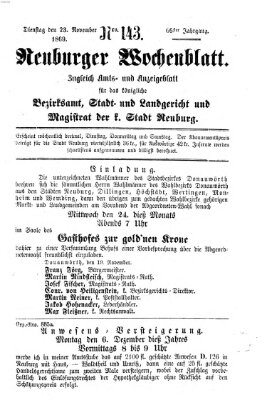 Neuburger Wochenblatt Dienstag 23. November 1869