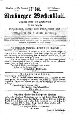 Neuburger Wochenblatt Samstag 27. November 1869