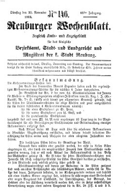 Neuburger Wochenblatt Dienstag 30. November 1869