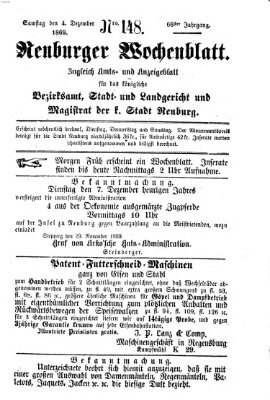 Neuburger Wochenblatt Samstag 4. Dezember 1869