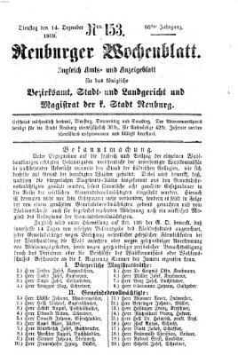 Neuburger Wochenblatt Dienstag 14. Dezember 1869