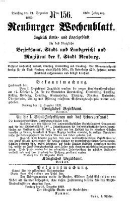 Neuburger Wochenblatt Dienstag 21. Dezember 1869