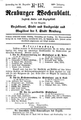 Neuburger Wochenblatt Donnerstag 23. Dezember 1869