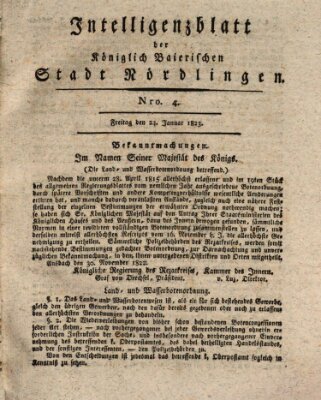 Intelligenzblatt der Königlich Bayerischen Stadt Nördlingen Freitag 24. Januar 1823