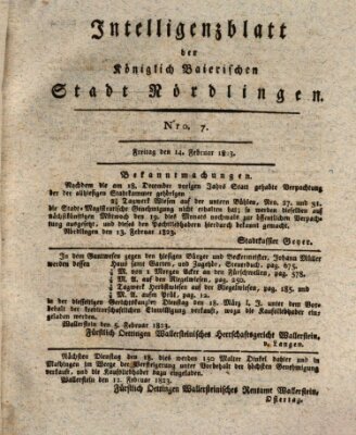 Intelligenzblatt der Königlich Bayerischen Stadt Nördlingen Freitag 14. Februar 1823