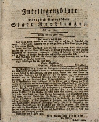 Intelligenzblatt der Königlich Bayerischen Stadt Nördlingen Freitag 13. Juni 1823