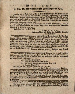 Intelligenzblatt der Königlich Bayerischen Stadt Nördlingen Freitag 27. Juni 1823