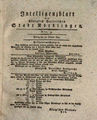 Intelligenzblatt der Königlich Bayerischen Stadt Nördlingen Freitag 23. Januar 1824