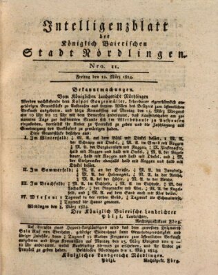 Intelligenzblatt der Königlich Bayerischen Stadt Nördlingen Freitag 12. März 1824