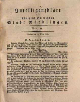 Intelligenzblatt der Königlich Bayerischen Stadt Nördlingen Freitag 18. März 1825