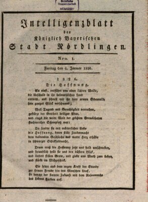 Intelligenzblatt der Königlich Bayerischen Stadt Nördlingen Freitag 6. Januar 1826