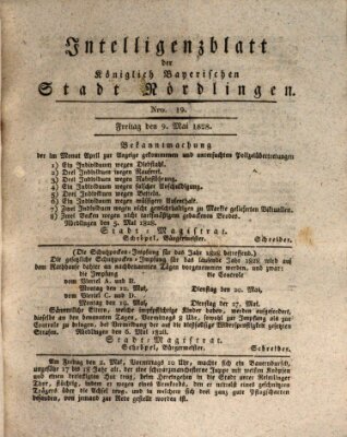 Intelligenzblatt der Königlich Bayerischen Stadt Nördlingen Freitag 9. Mai 1828