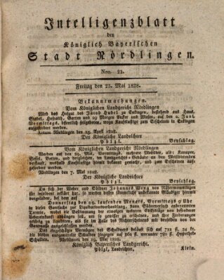 Intelligenzblatt der Königlich Bayerischen Stadt Nördlingen Freitag 23. Mai 1828