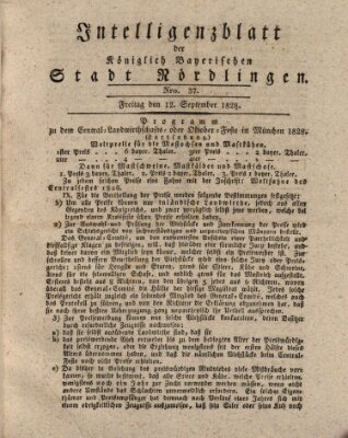 Intelligenzblatt der Königlich Bayerischen Stadt Nördlingen Freitag 12. September 1828