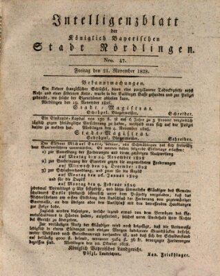 Intelligenzblatt der Königlich Bayerischen Stadt Nördlingen Freitag 21. November 1828