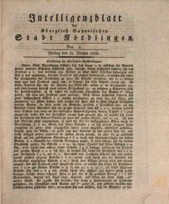 Intelligenzblatt der Königlich Bayerischen Stadt Nördlingen Freitag 29. Januar 1830