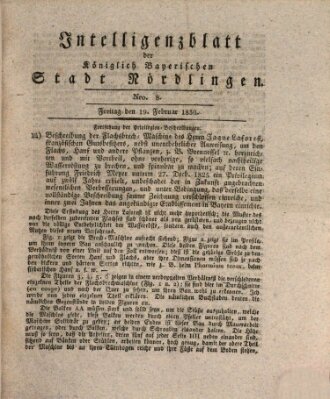 Intelligenzblatt der Königlich Bayerischen Stadt Nördlingen Freitag 19. Februar 1830