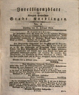 Intelligenzblatt der Königlich Bayerischen Stadt Nördlingen Dienstag 11. Februar 1834