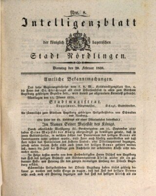 Intelligenzblatt der Königlich Bayerischen Stadt Nördlingen Dienstag 20. Februar 1838