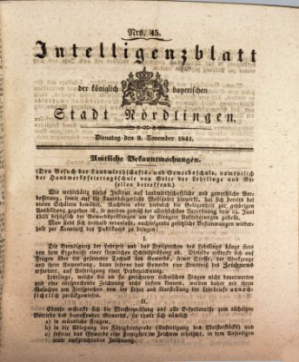 Intelligenzblatt der Königlich Bayerischen Stadt Nördlingen Dienstag 9. November 1841