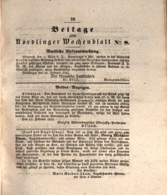 Wochenblatt der Stadt Nördlingen (Intelligenzblatt der Königlich Bayerischen Stadt Nördlingen) Dienstag 22. Februar 1842